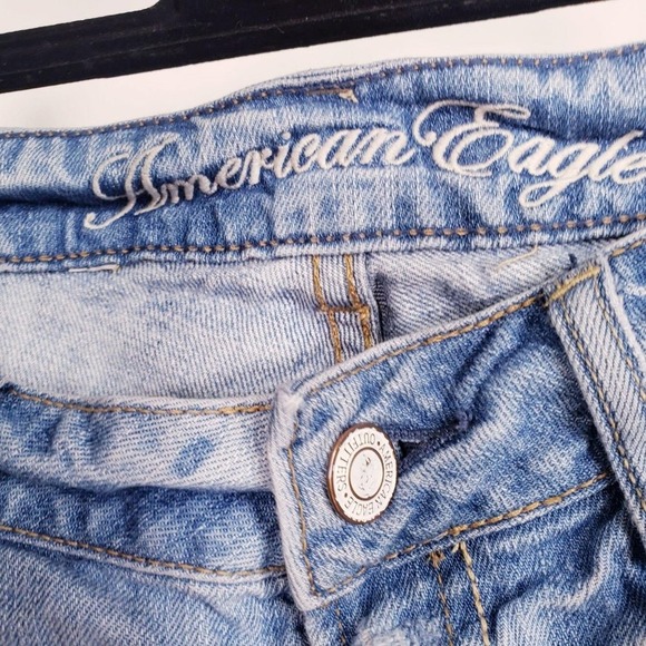 Festival Denim Shorts XS 2 AMERICAN EAGLE Light Wash Blue Y2K Distressed 30x2.5 - Picture 3 of 5
